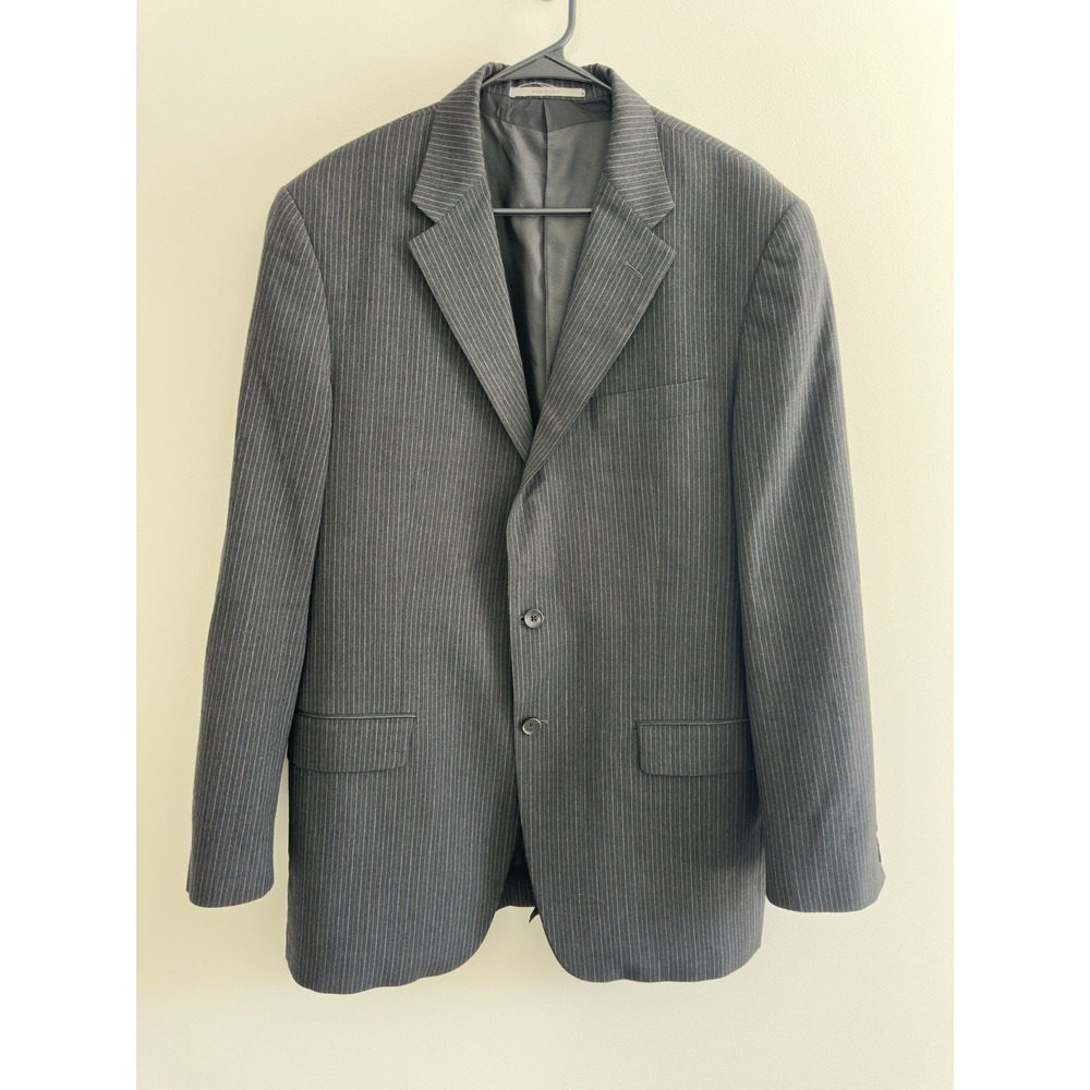 VTG 90s Hickey Freeman 42L Gray Pinstripe Wool Blazer USA Made Sport Coat 0124
